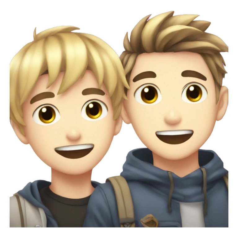 anime boy with anime boy selfie sticker