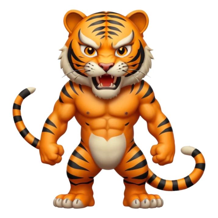 full body of angry tiger with fangs, front face  sticker