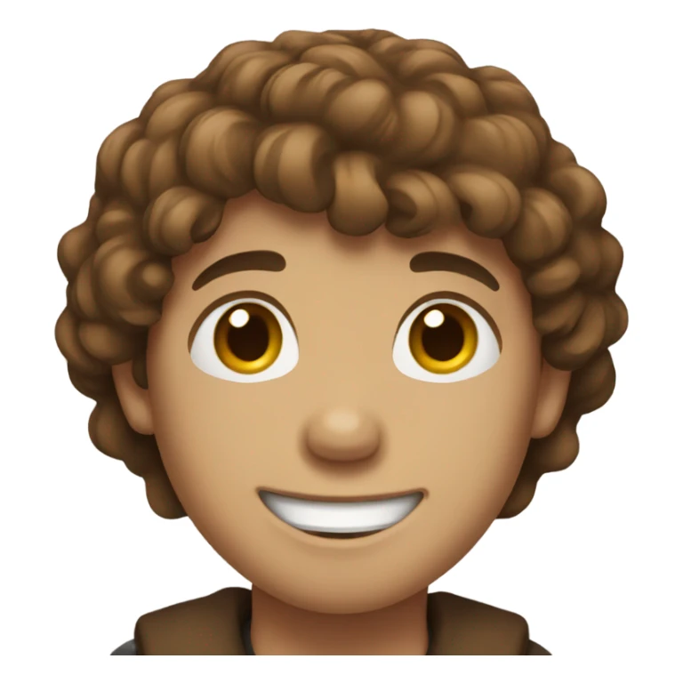brown-haired boy with a smile sticker