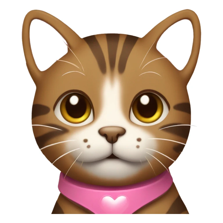 cute adorable brown tabby cat with a pink heart collar  sticker