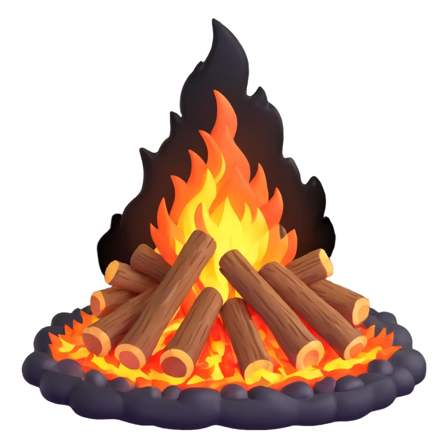 crackling bonfire with sparks and embers sticker