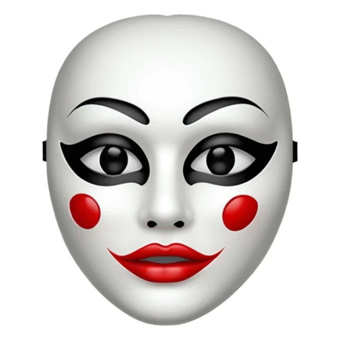 Vendetta mask with red lips and black holes as eyes looking from the side scary sticker