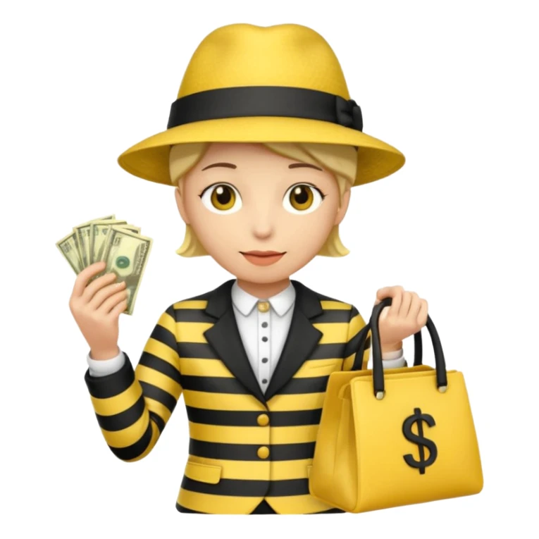 A Robber that just robes a bank** and that has yellow and black stripes that has a bag qith money inside with a chapeau sticker
