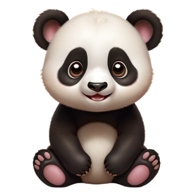Cinematic Comical Baby Panda Portrait Emoji, Head tilted dramatically with an exaggeratedly amused expression, featuring a quirky, fluffy black and white Fur with wide, expressive eyes filled with playful disbelief, Simplified yet hilariously expressive features, highly detailed, glowing with a slightly sassy glow, high shine, dramatic yet playful, stylized with an air of cheeky mischief, bright and endearing, soft glowing outline, capturing the essence of a spirited and over-the-top baby panda, so meme-worthy it feels like it could roll its eyes into internet fame instantly! sticker