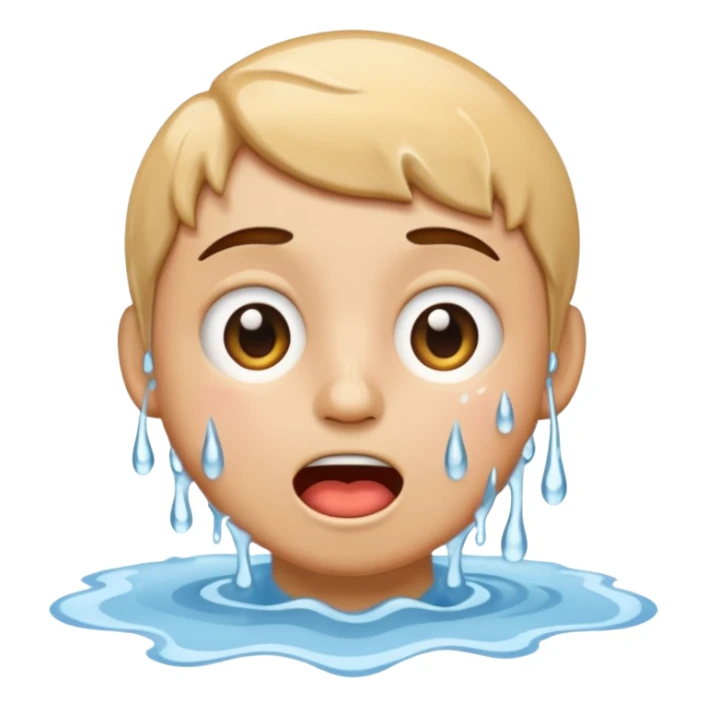 Make it emoji not a person Drooling and face wet and water is white sticker