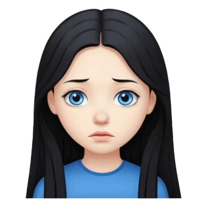 Pale girl with long black hair sad and blue eyes sticker