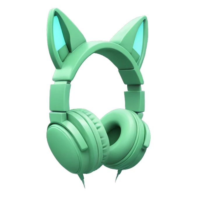 Pastel green cat ear gaming headphones sticker