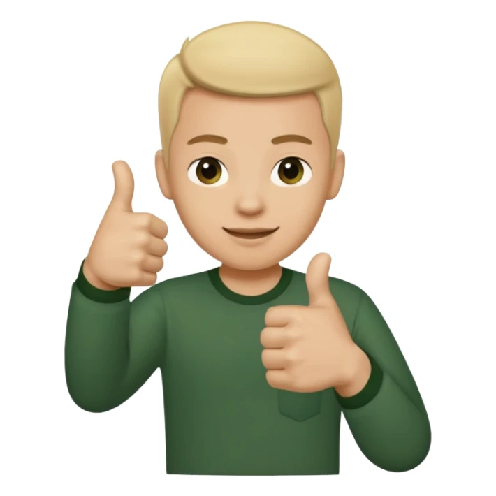 a hand in a dark green shirt shows a like  sticker