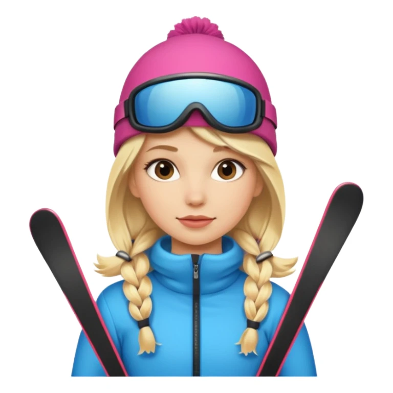 Cute stylish blonde girl on skis  sticker