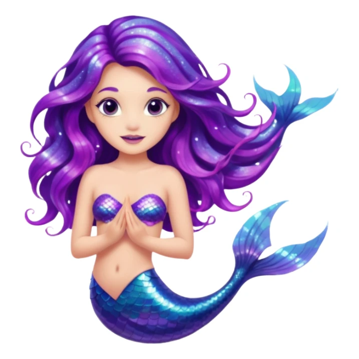 glitter purple mermiad sticker