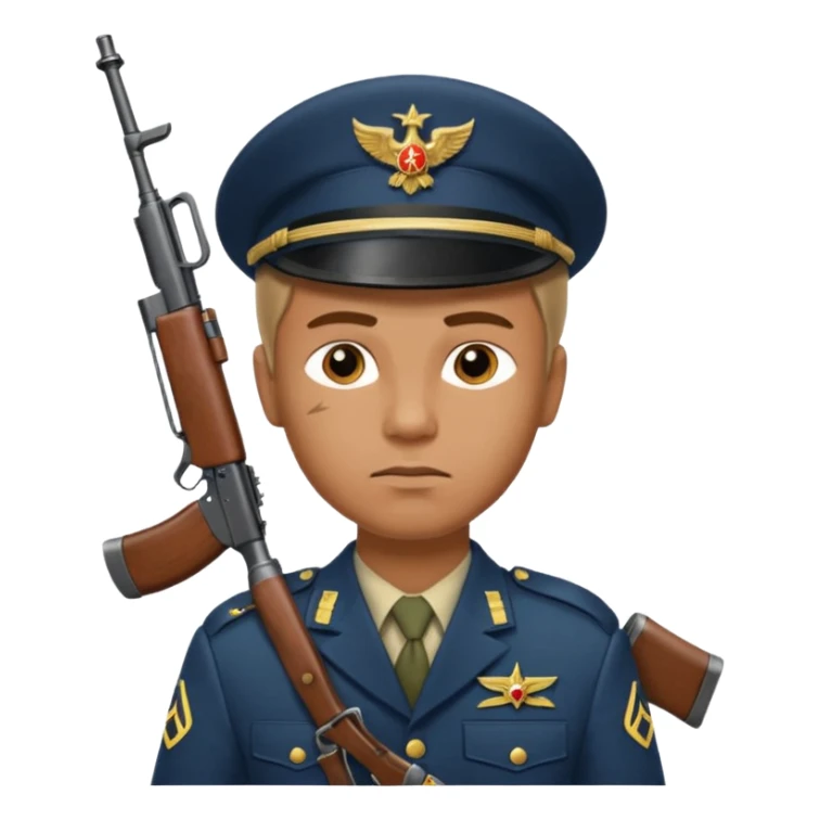 a guy holding ak-47 wearing military uniform sticker