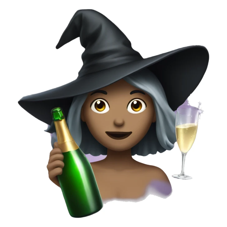 Witch, white skin, long hair, Popping Champagne Bottle sticker