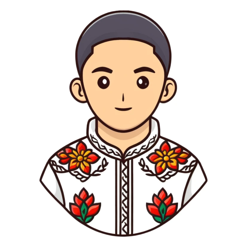 Athletic Ukrainian young man wearing traditional embroidered vyshyvanka shirt sticker