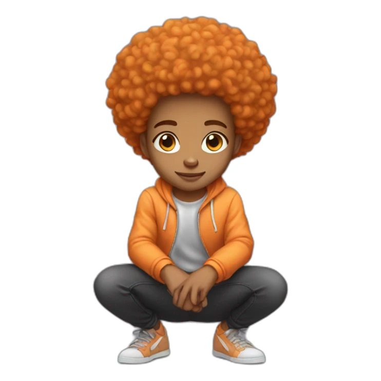 Light skin afro Orangehair squatting sticker