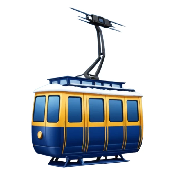 create a cablecar emoji in winter. make it navy dark blue. no yellow. and add the words in white: Lenk  sticker