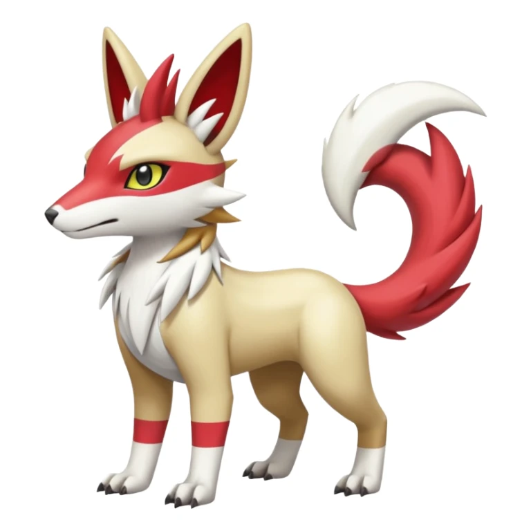 WereGarurumon-Linoone-Meloetta-Renamon-Zangoose-fusion-hybrid-creature (full body) sticker
