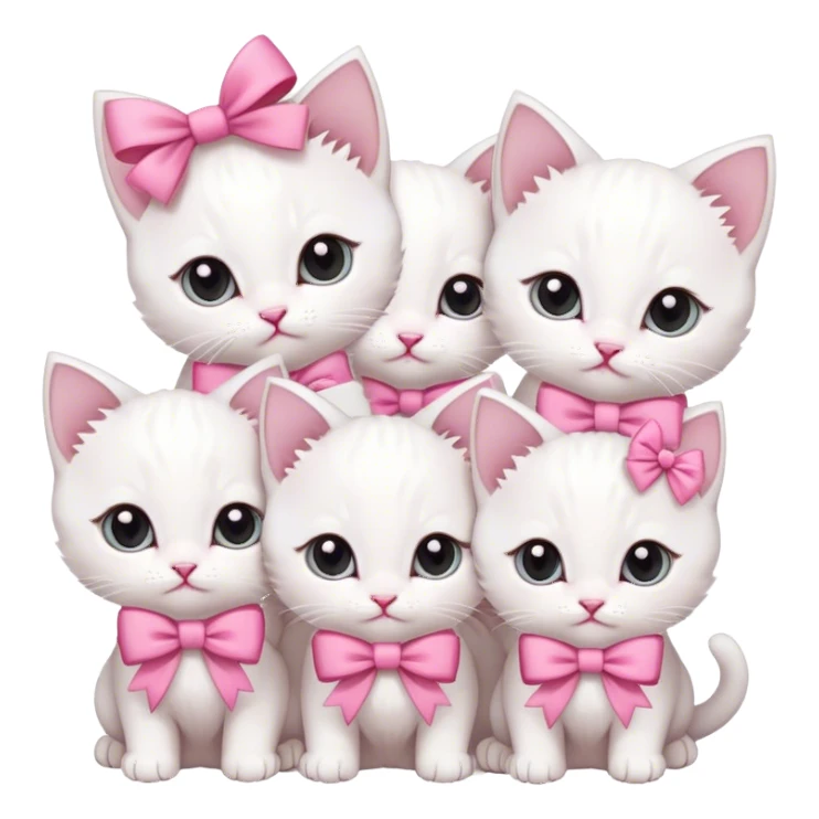 Gatitos blancos con moños rosas  sticker