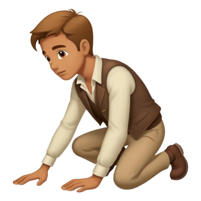 fully clothed man crawling on the ground. he is kissing the ground sticker