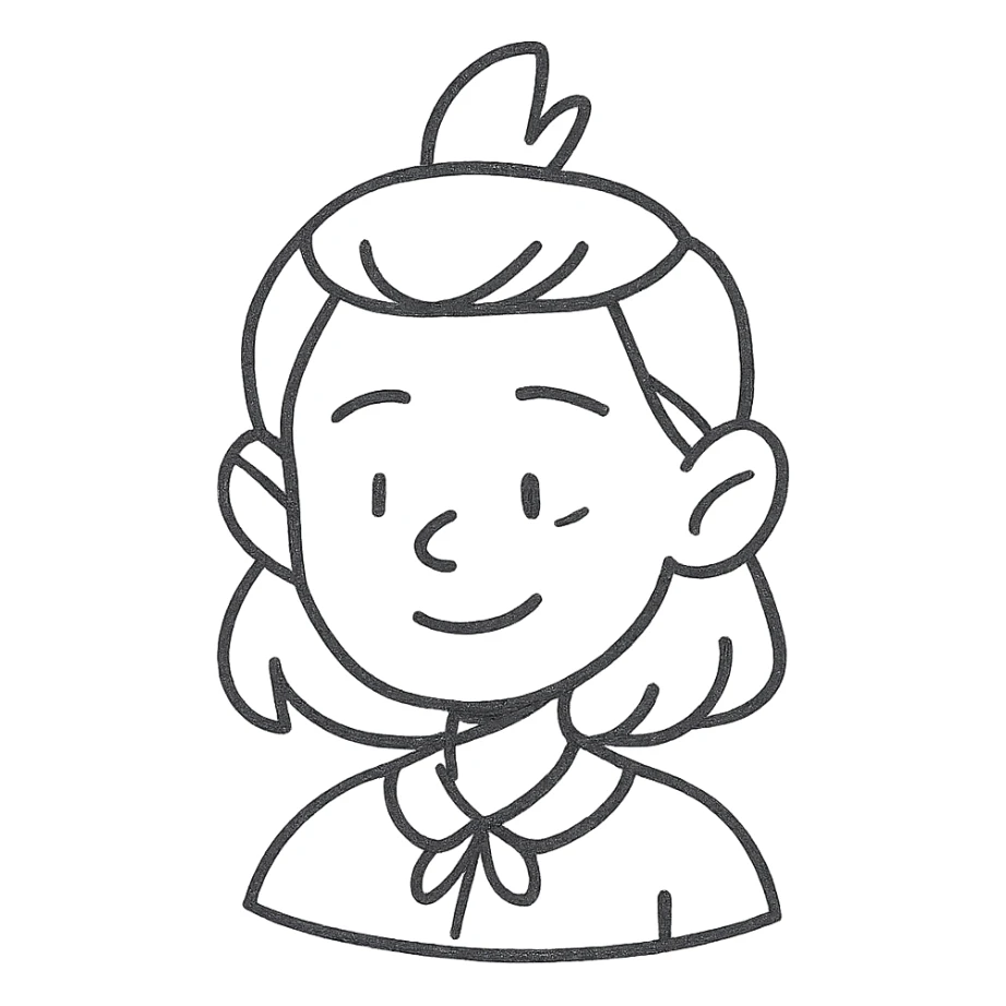 Amity as a gentle hand-drawn outline character sticker
