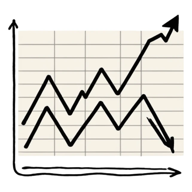 A line graph in the style of a Japanese sketch sticker