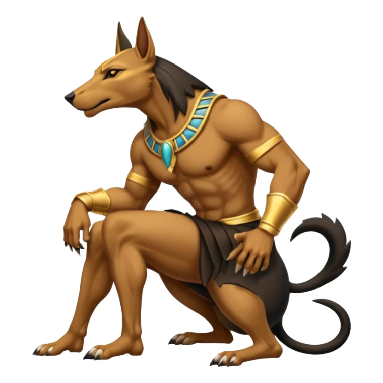 A regal sitting Anubis fighting a feral pig  sticker