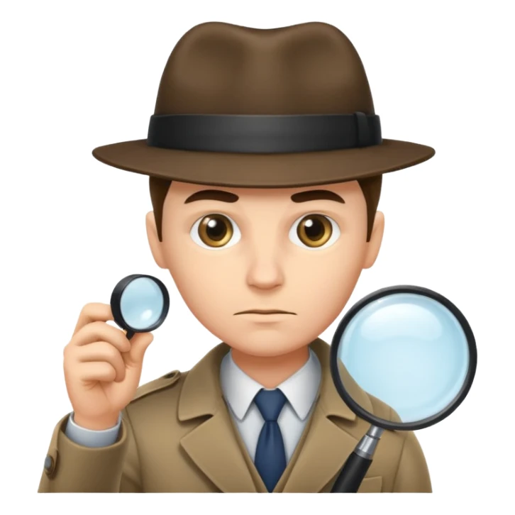 a detective leaning and looking at something with magnifying glass sticker