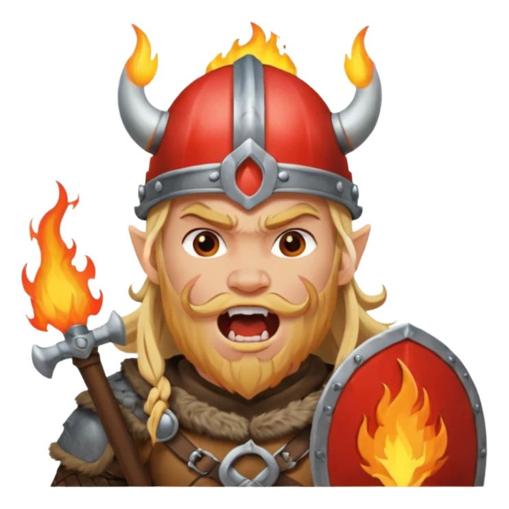 un vichingo con l'elmetto  con l'icona del fuoco sulla parte frontale ,che urla  sticker