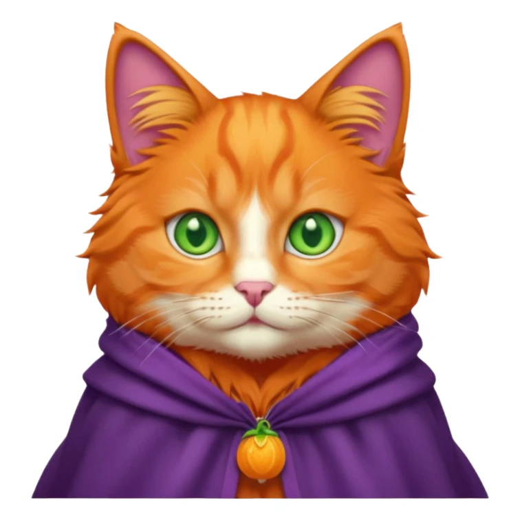 pussy orange cat green eyes, in purple cloak sticker