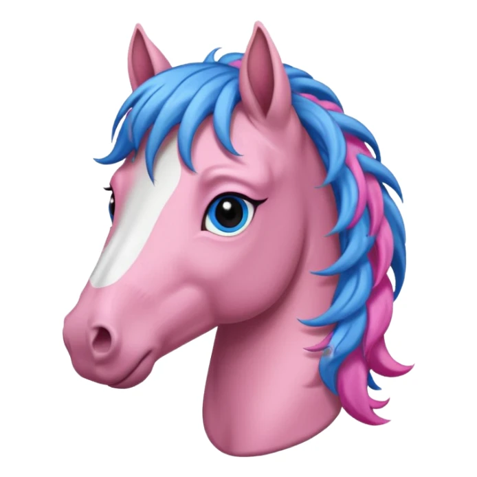  horse with curly and blue pink hair front view  sticker