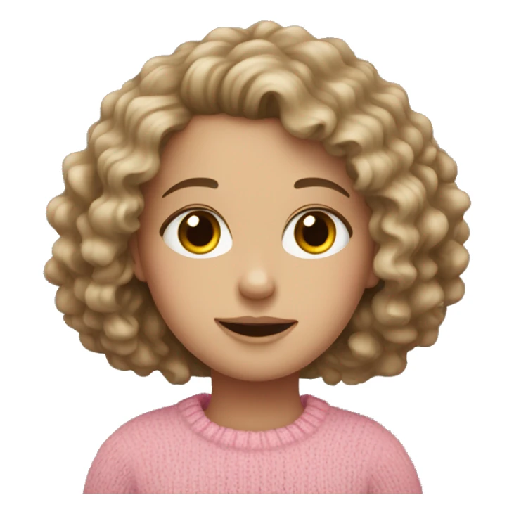 White girl with curly hair and pink sweater  sticker
