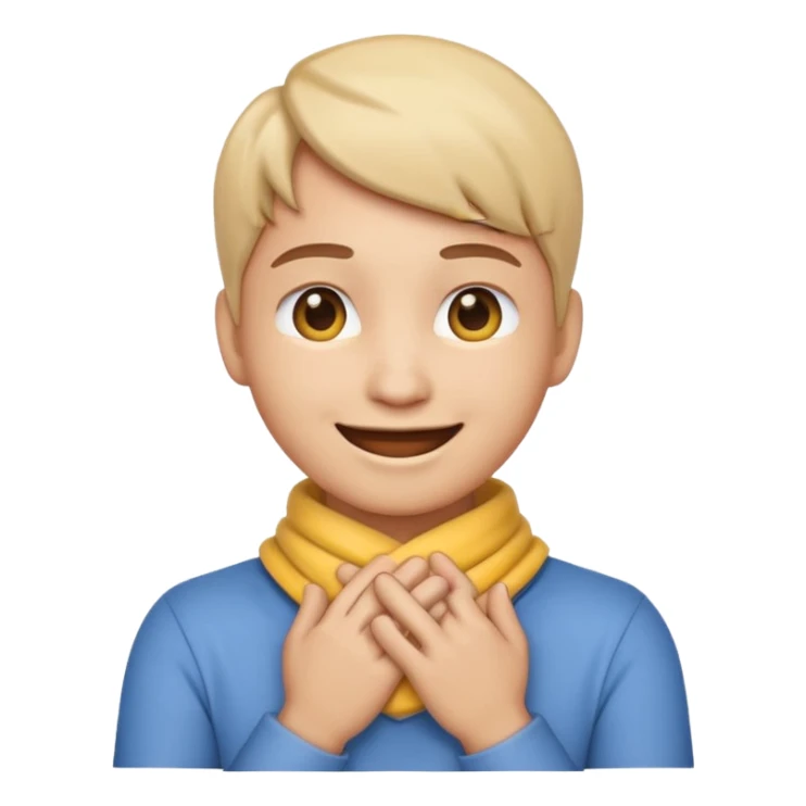 Emoji smiling with hands wrapped around neck sticker
