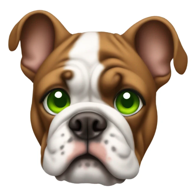 make a brown bulldog with green eyes and a white stripe down forehead sticker