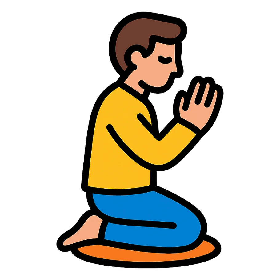 colored icon of a man praying sticker