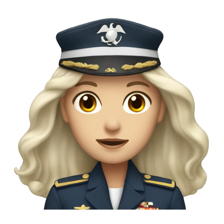 woman with white long hair with marine uniform sticker