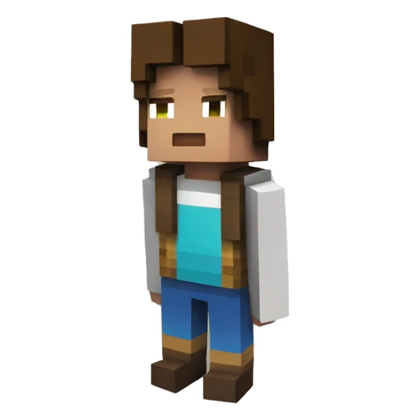 personnage minecraft brun avec les cheuveux boucle sticker