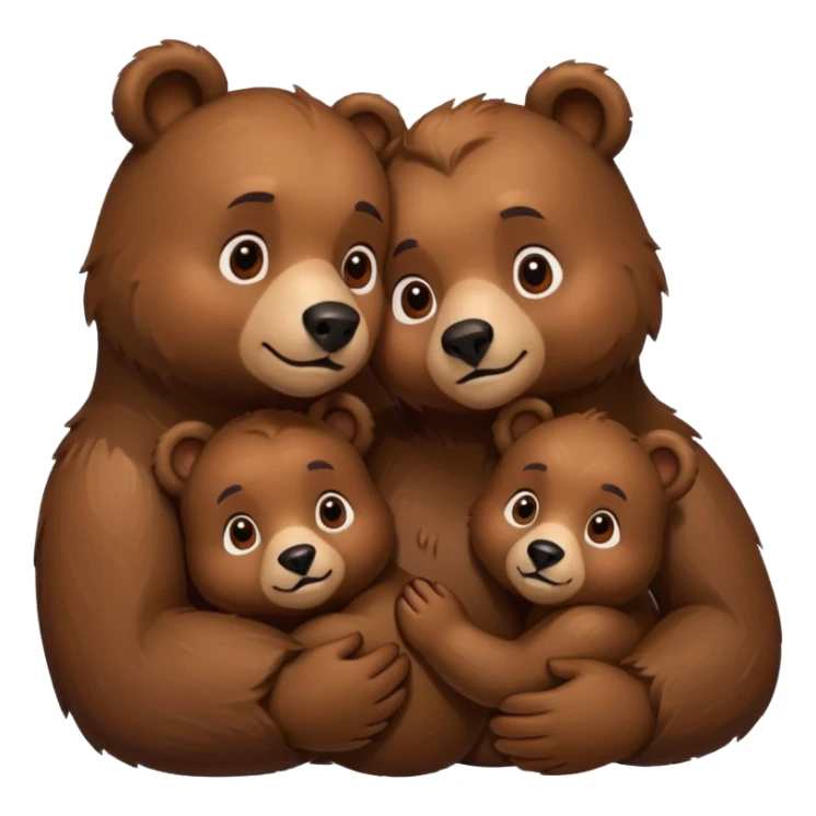 Mama, papa, and baby bear hug sticker