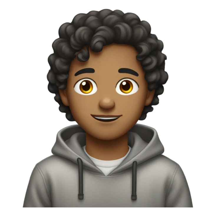 Mysterious Light Brown-skinned boy with beautiful black wavy hair and a Little moustache and with earrings wearing a grey sweat-shirt sticker