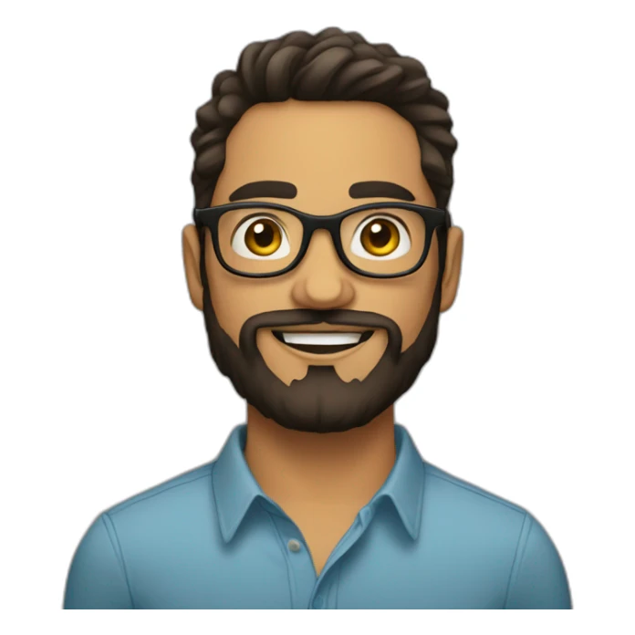 Baldish latino 30 somethings with round glasses and beard sticker