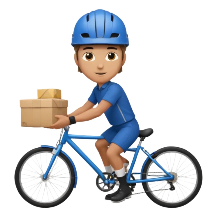 male delivery worker in a  cycling, holding a parcel sticker