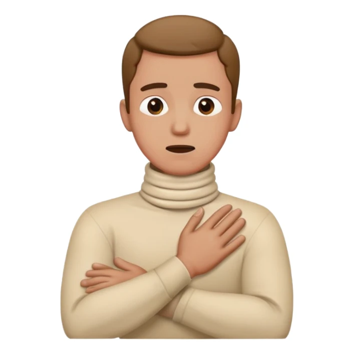 Guy with his hands crossed on his neck, choking himself ￼￼ sticker