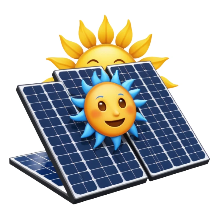 solar panel with a sun emoji, symbolizing renewable energy and sustainability sticker