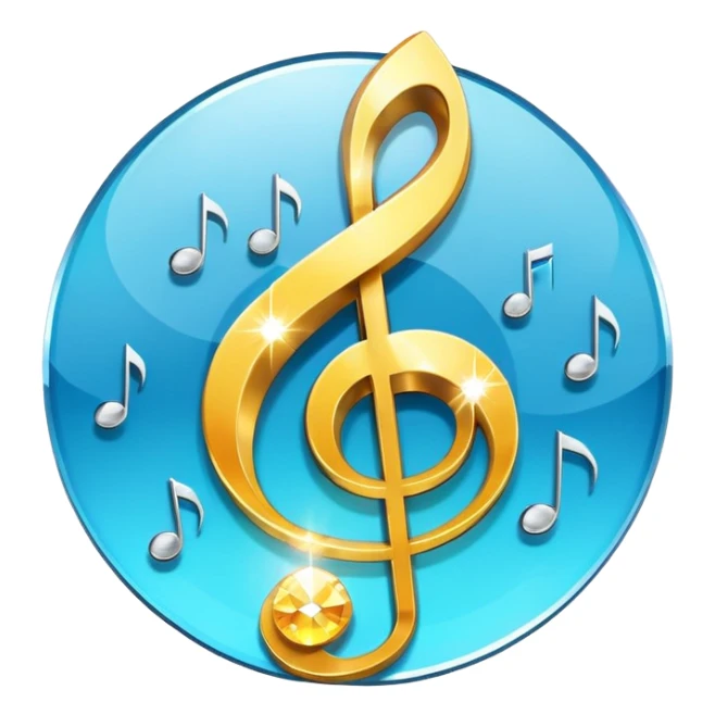 diamond CD emoji in minimalist style with a music note and glow effect sticker