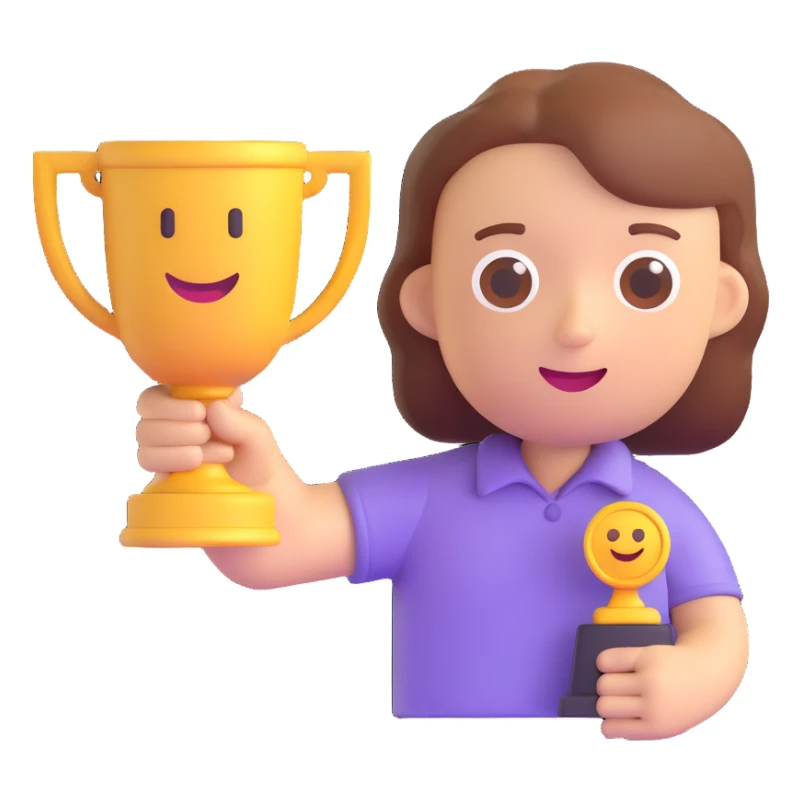 an emoji of emoji holding a trophy sticker