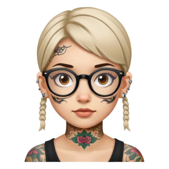 young girl with face tattoos wearing glasses sticker