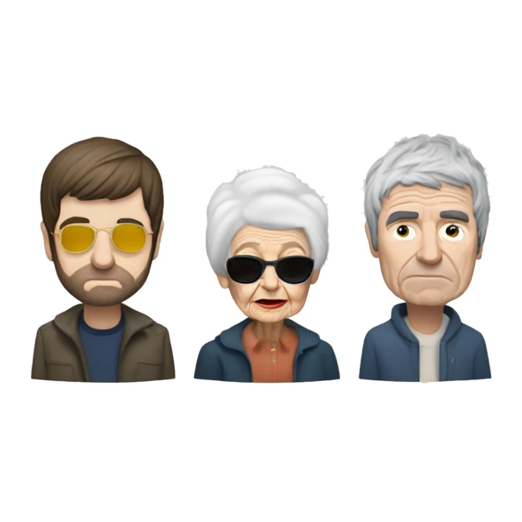 liam and noel gallagher alonside three elderly woman sticker