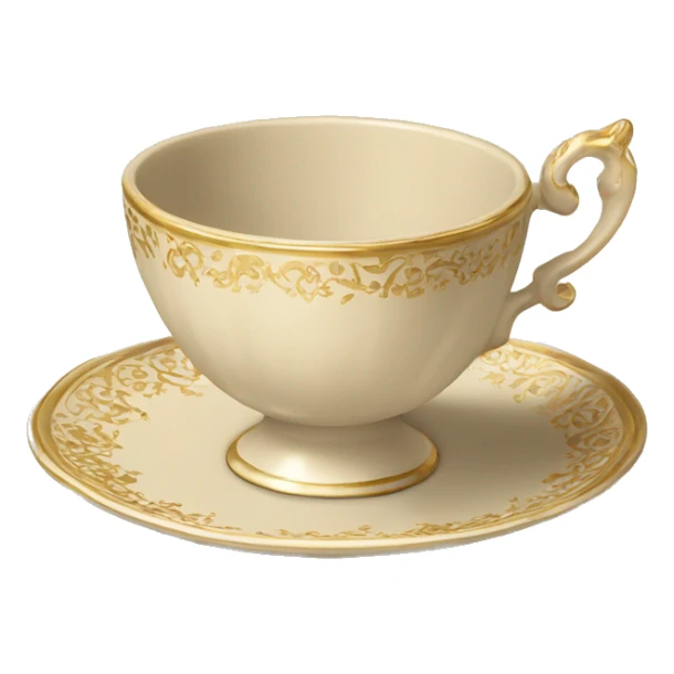 beige regency tea cup on a little saucer with gold  patterns sticker