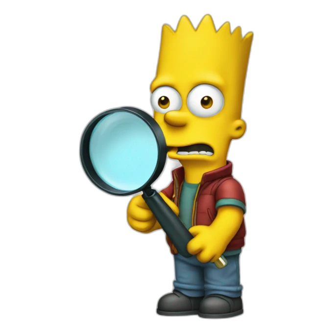 Bart Simpson holding a magnifying glass sticker