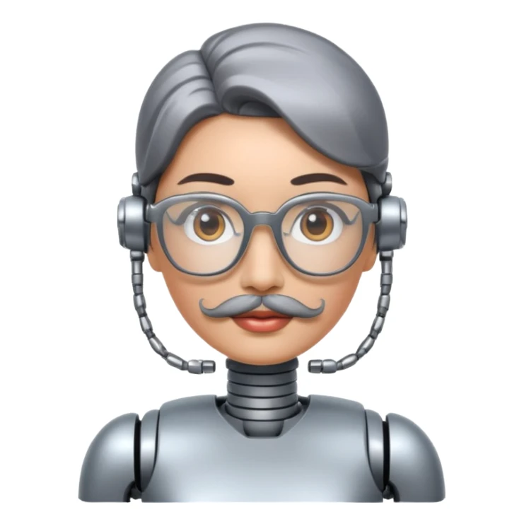 robotic woman with glasses mustache  sticker