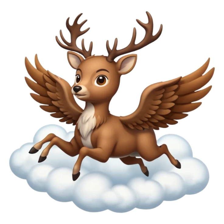 Make a 10 point deer with wings and its flying on a cloud and it is going crazy sticker