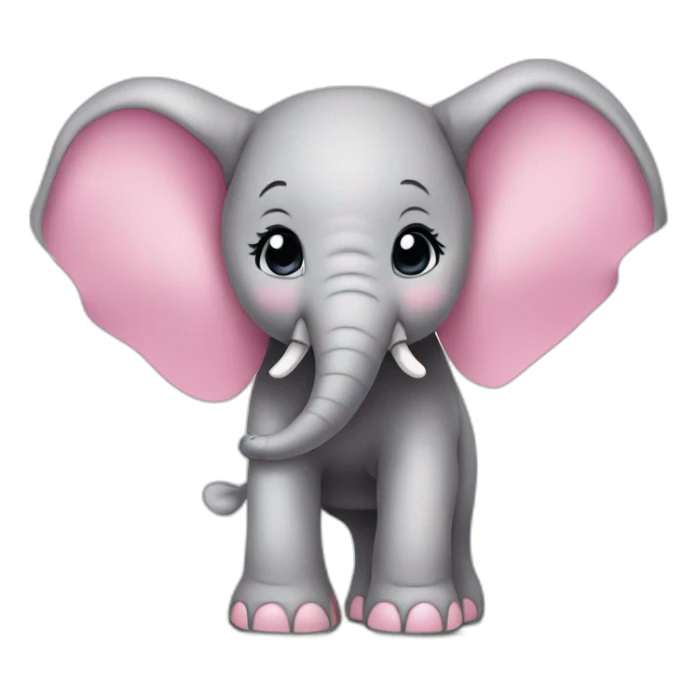 elephant baby pink bow standing sticker